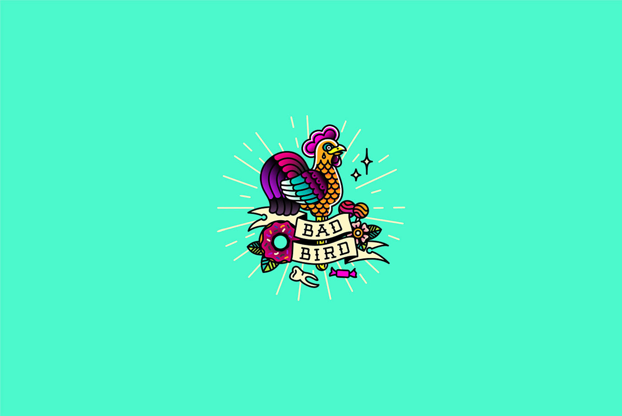 Bad bird illustration logo inspiration.