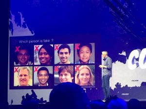 Darren Hendler, Director of Digital Human Group at Digital Domain, explaining how they've created a new technology that has the ability to map out the entire human body pore by pore resulting in a digital clone of that person at the Collision Conference 2019.