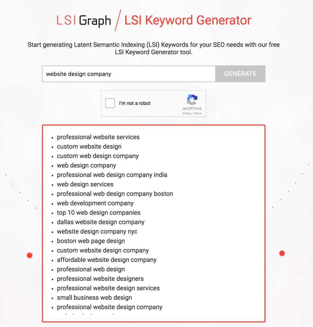 LSI Graph | LSI Keyword Generator | Semantic Search | SEO | Matchbox Design Group in St. Louis, MO New Keywords From Using The LSI Keywords Generator