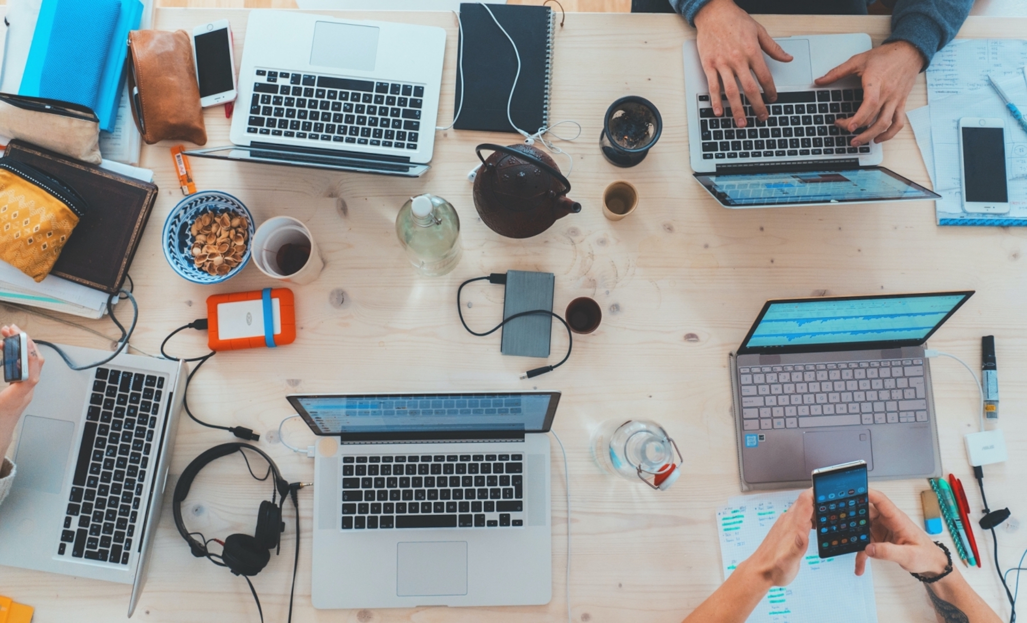 Small Business Tech Trends To Implement By The End of 2021. Work station from above.