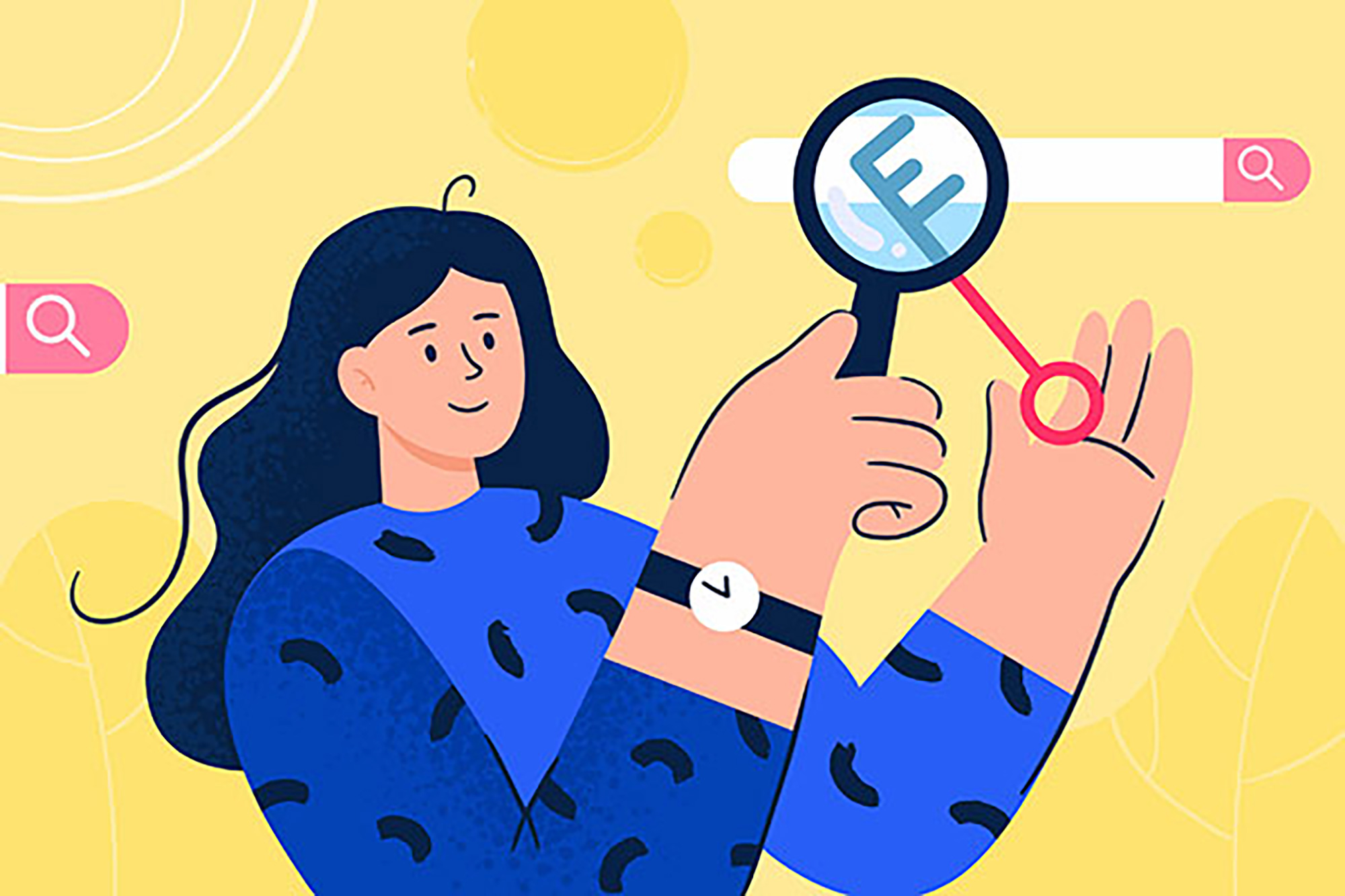 Ultimate guide to semantic SEO. Looking through an eye glass.