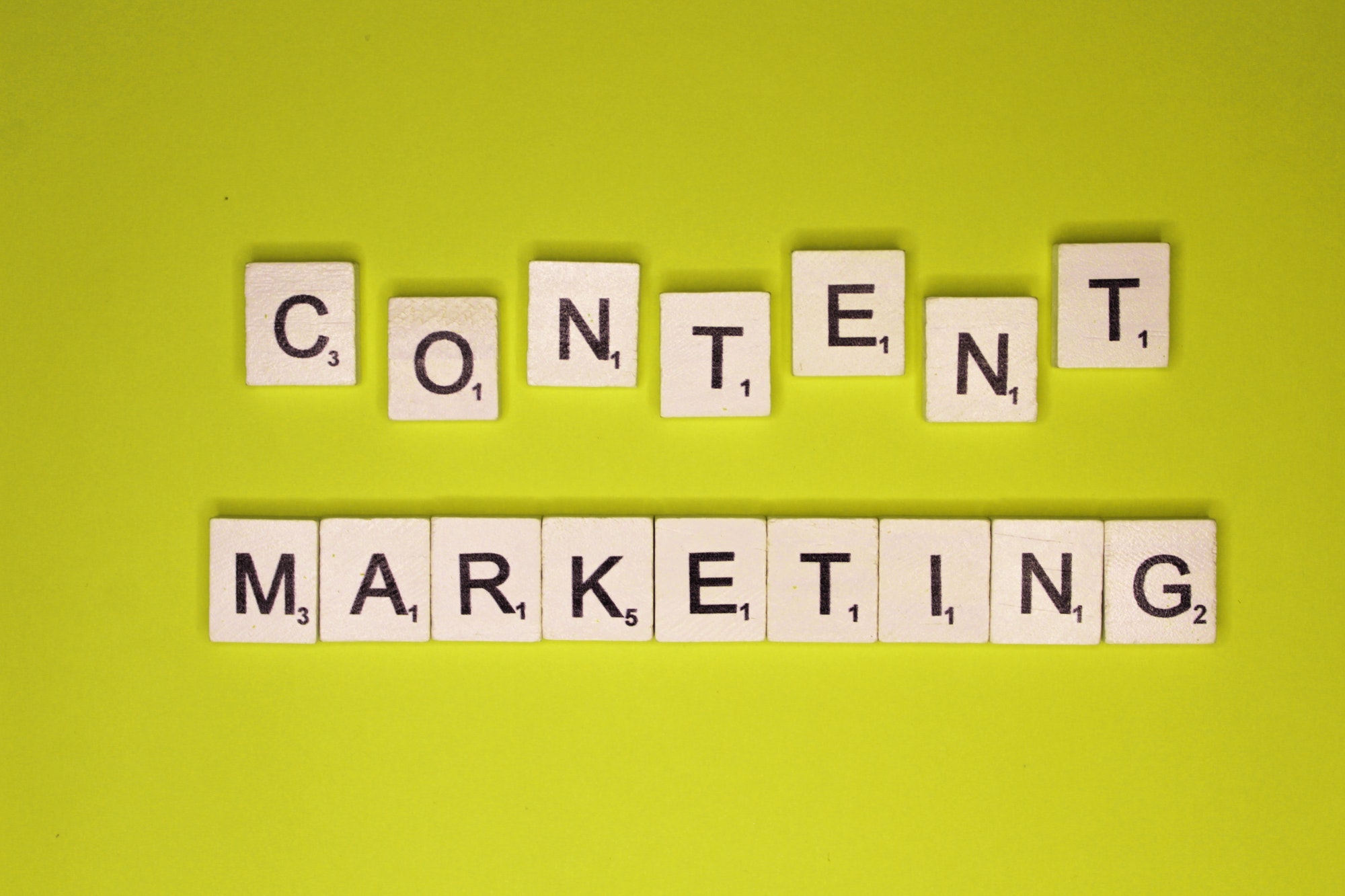 Content marketing scrabble letters.