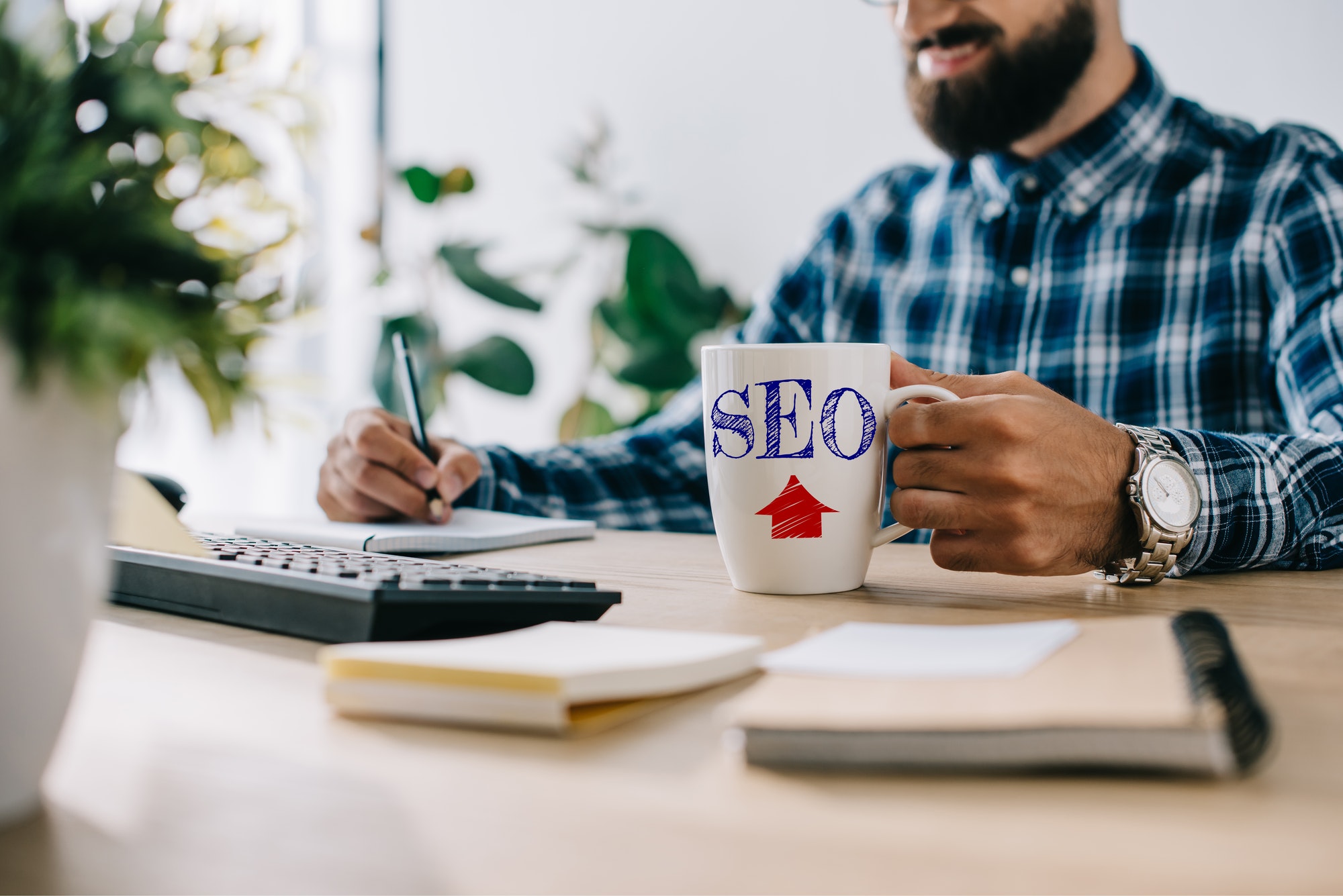 Man working on SEO from his home.