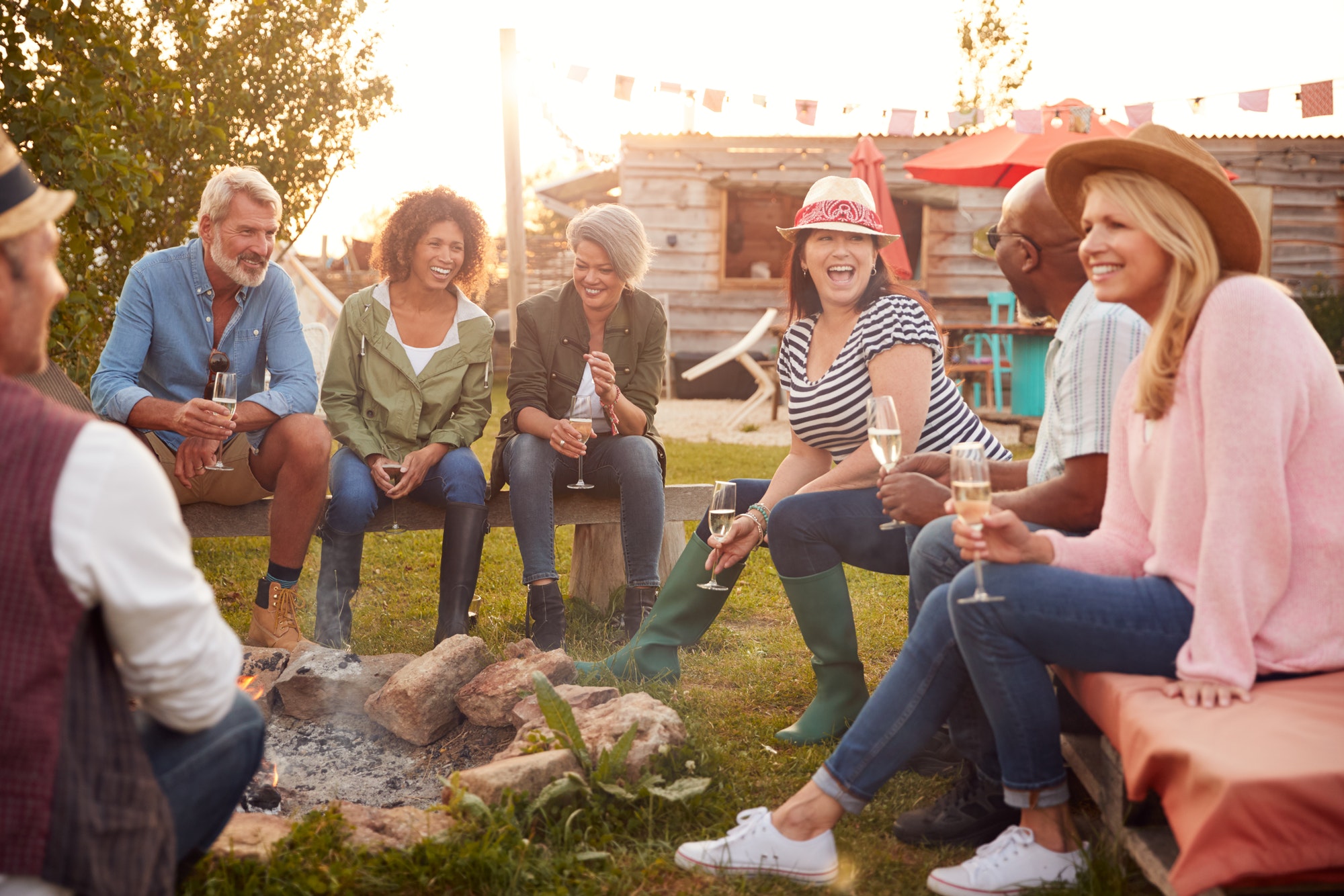 Remote workers on a team building retreat