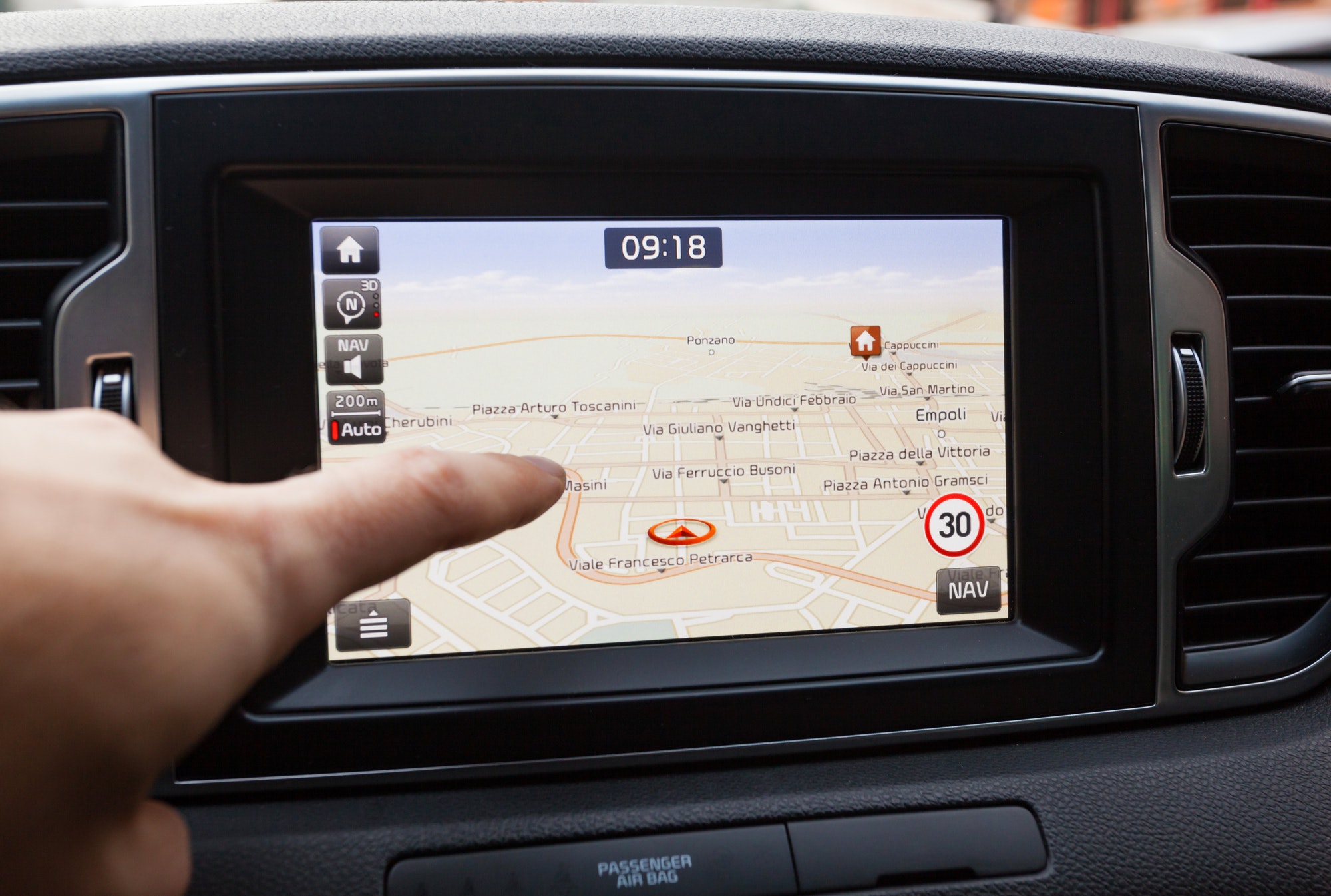 Car navigation showing a targeted area from a paid advertising campaign