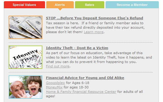 Saint Louis Community Credit Union Desktop Website Homepage Alerts Tab saint-louis-community-credit-union-desktop-website-homepage-tab-feature-alerts-promotions-2010