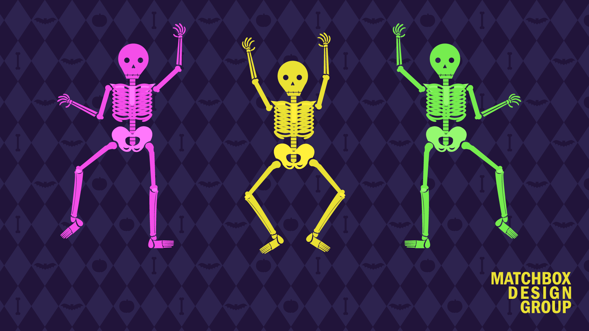 Free Spooky Skeleton Halloween and October Fall Leaves wallpapers from Matchbox Design Group in St. Louis, MO
