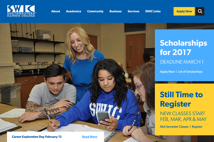 This is an example of using simplicity in design done for SWIC.edu