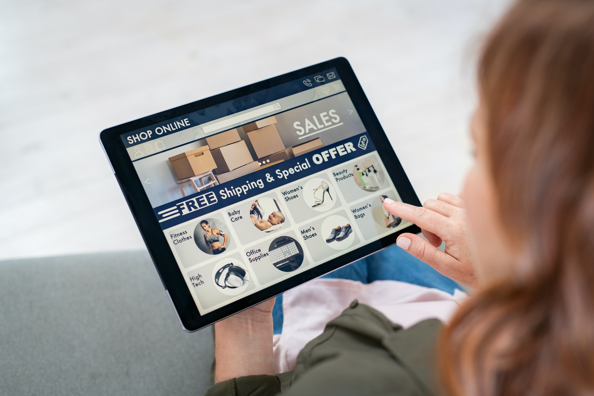 Woman doing shopping online at her favorite eCommerce store.