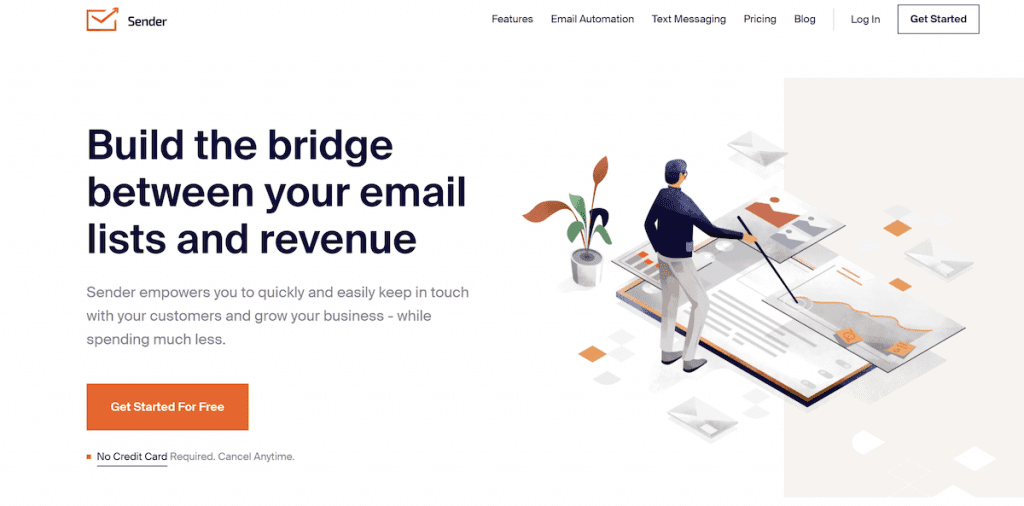 Sender.net | Build The Bridge | Matchbox Design Group Sender.net (lead generation software) homepage.