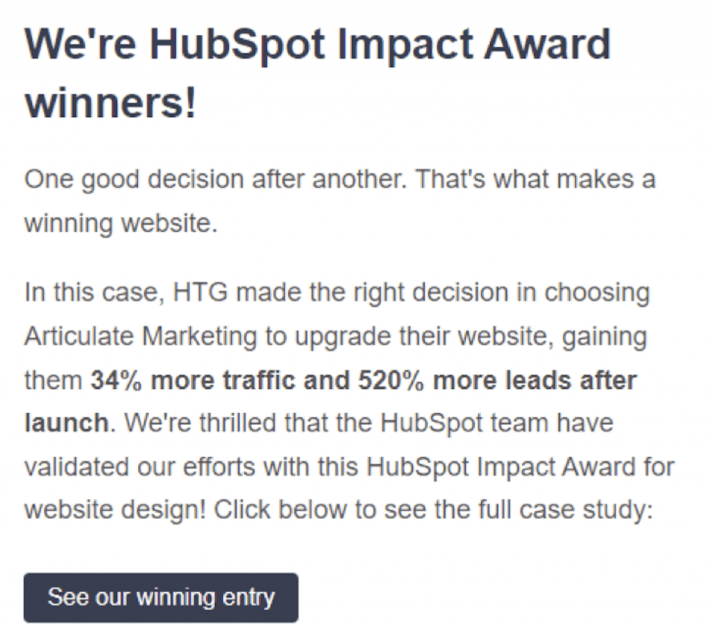We're HubSpot Impact Award | St. Louis Digital Marketing | St. Louis, MO We're HubSpot Impact Award Winners Text.