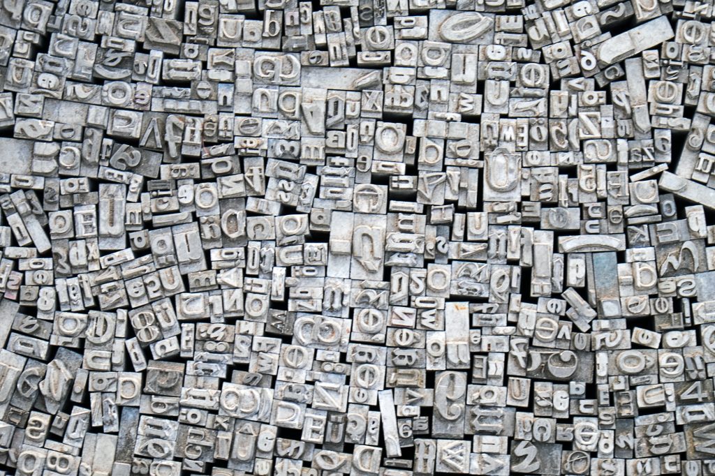 Typography letters which are an individual design element.