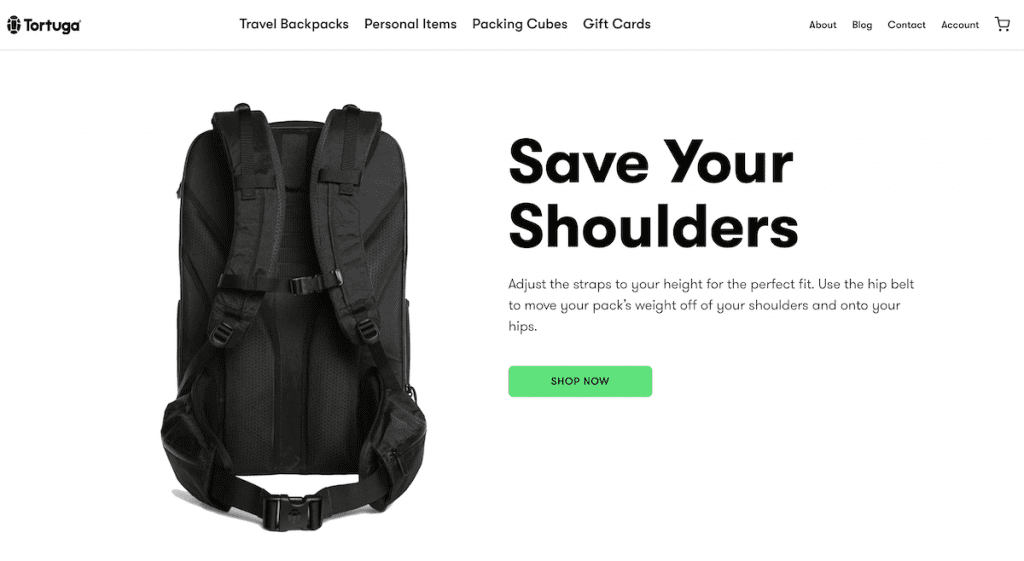 The Actual Product | Design Elements | Matchbox Design Group Product page showing a back pack. One of the design elements every website homepage should have.