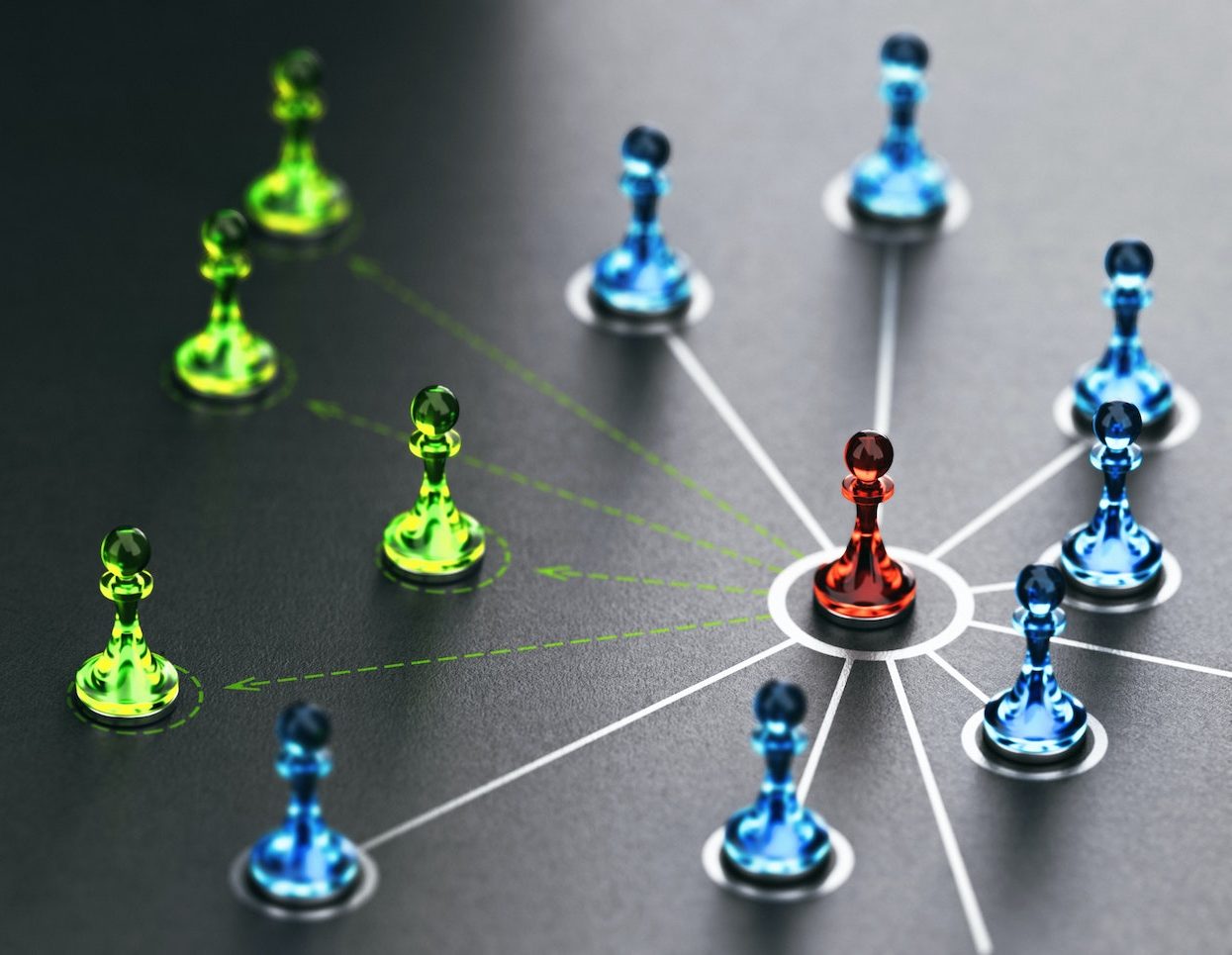 Game pieces representing different backlinks.