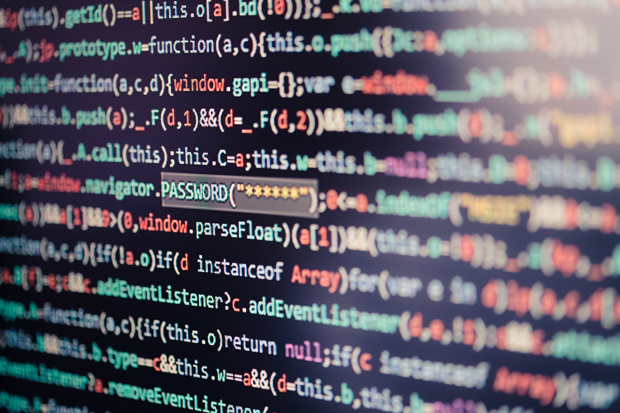 Computer screen displaying program code for website development.