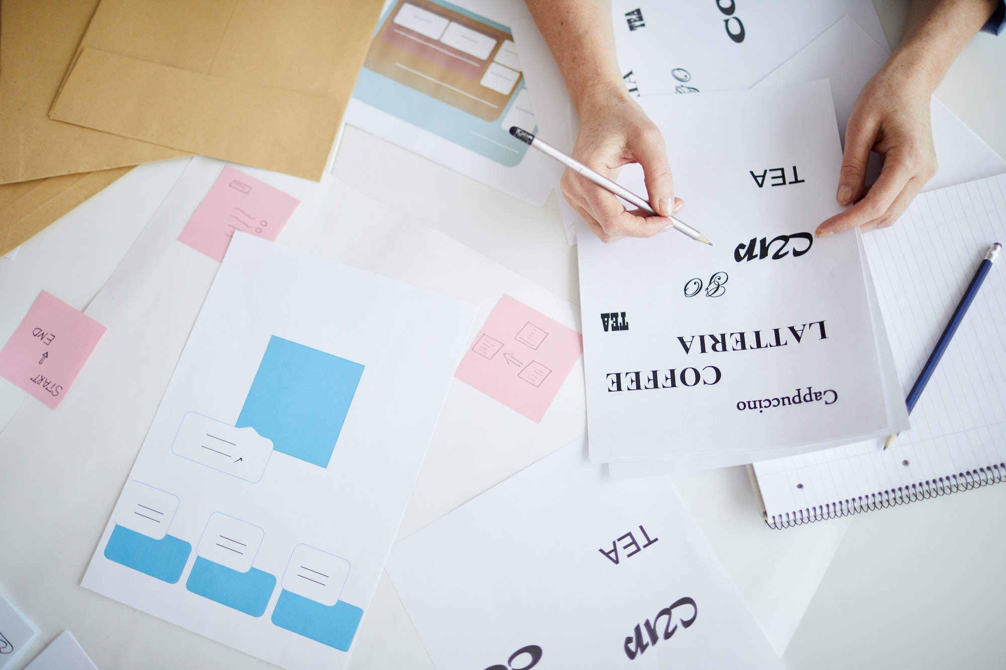 Designer in the middle of the font design process