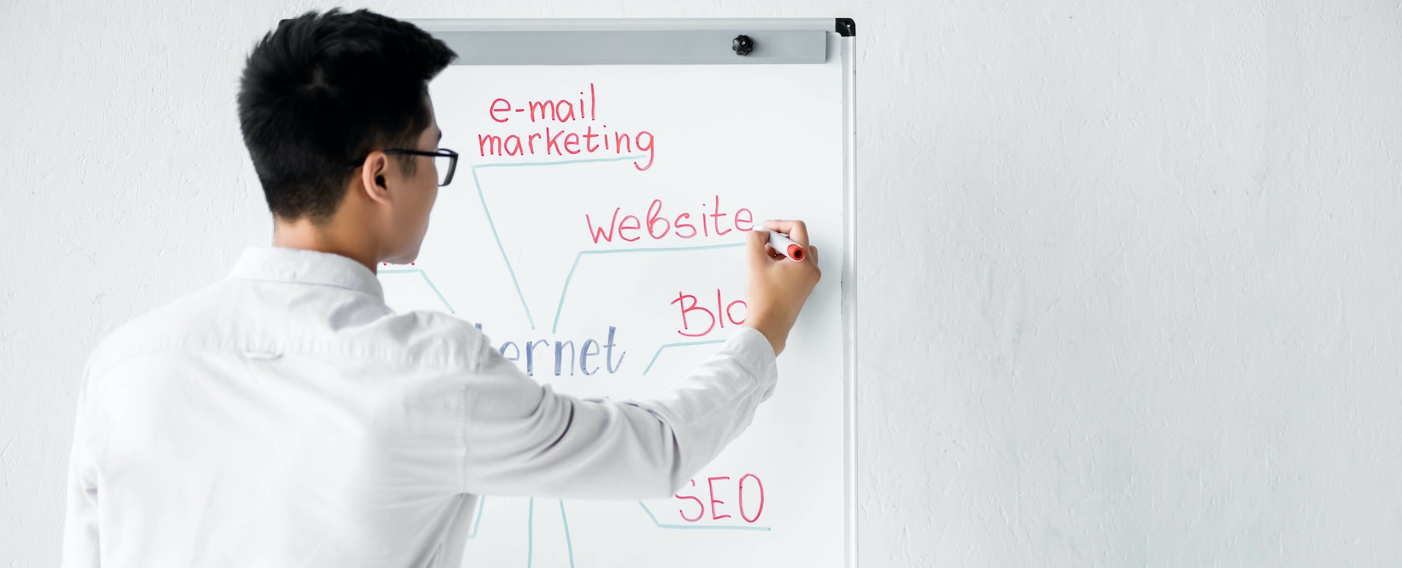 Marketer making an SEO graph from his SEO Checklist For Beginners.