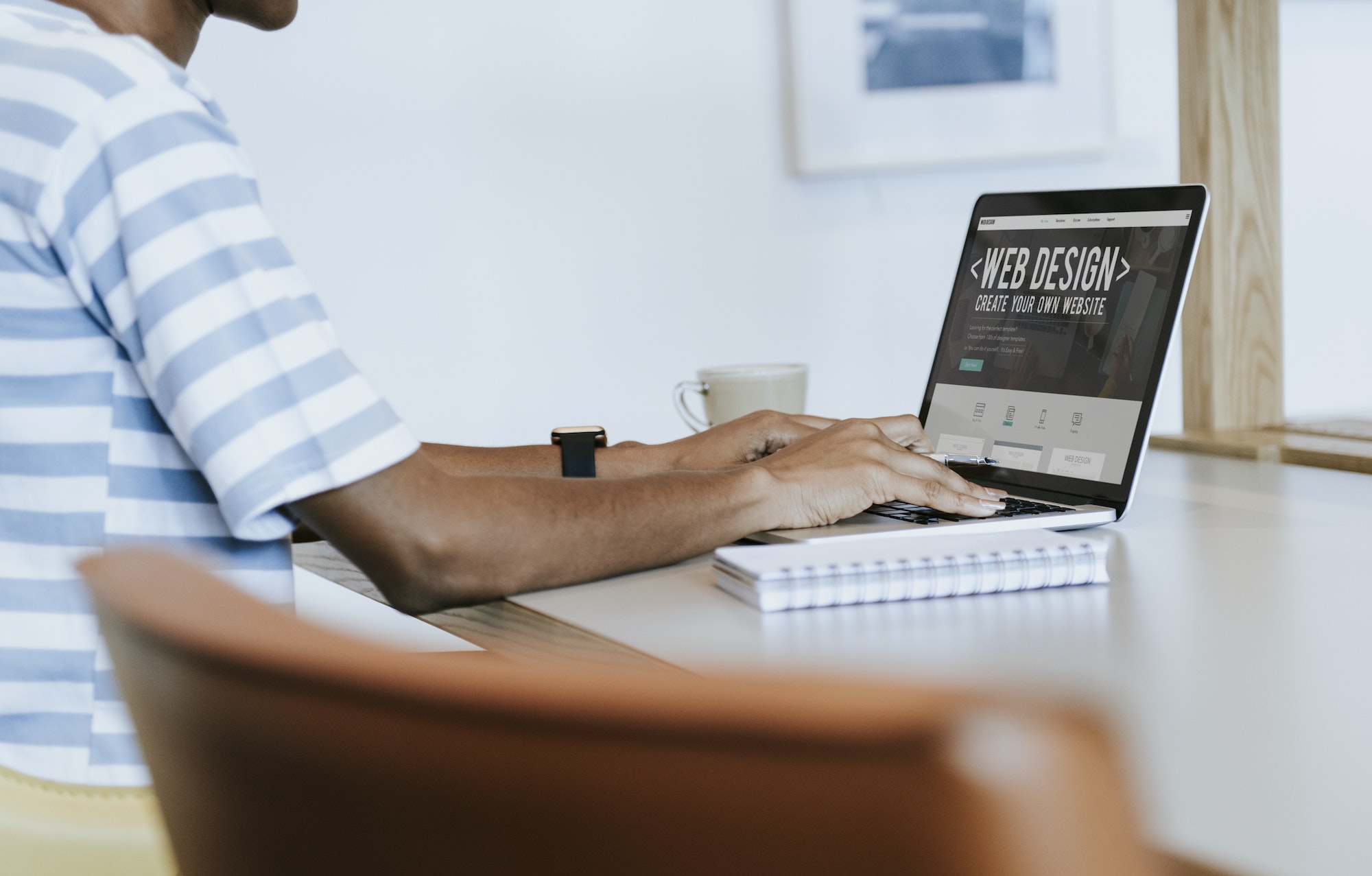 Web designer working on a custom site