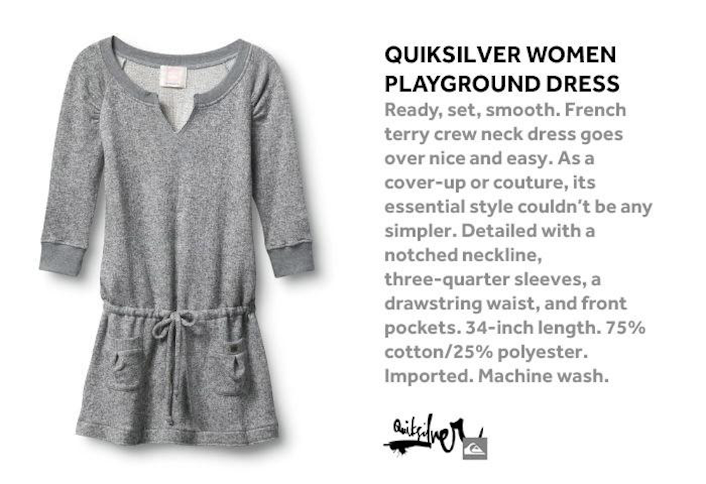 QUIKSILVER WOMEN | Matchbox Design Group | St. Louis, MO Product Page Design. Quicksilver clothing website example.