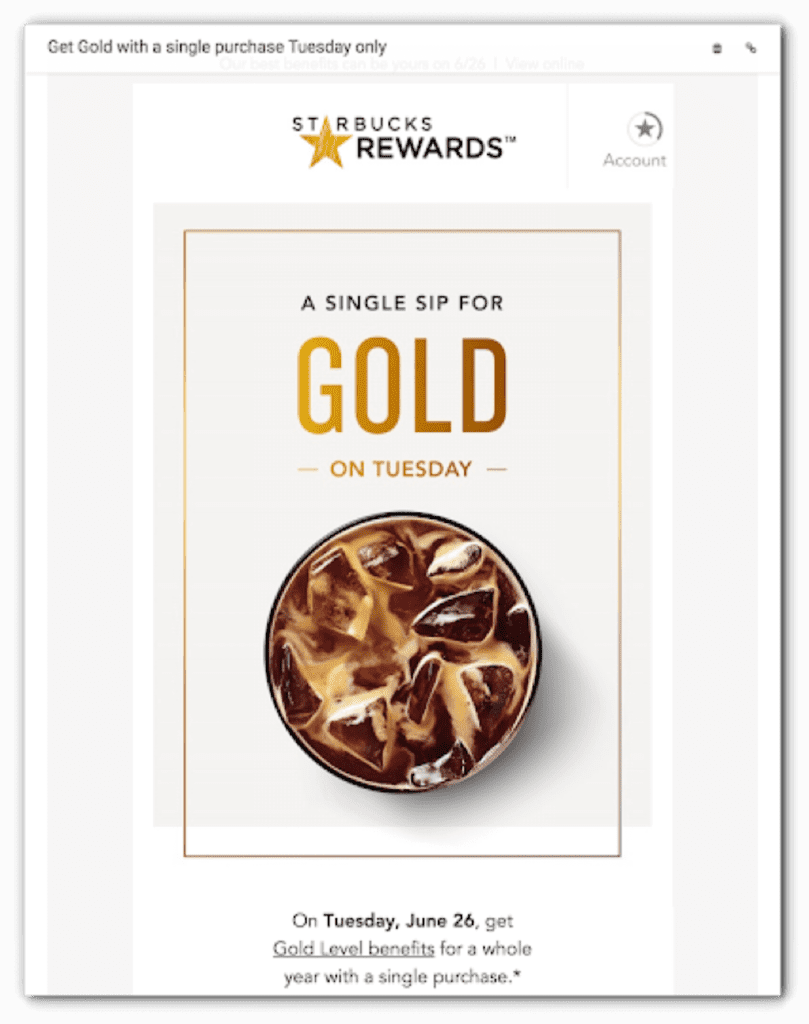 Gold Starbucks | Matchbox Design Group Customer Experience With Email Marketing From Starbucks.