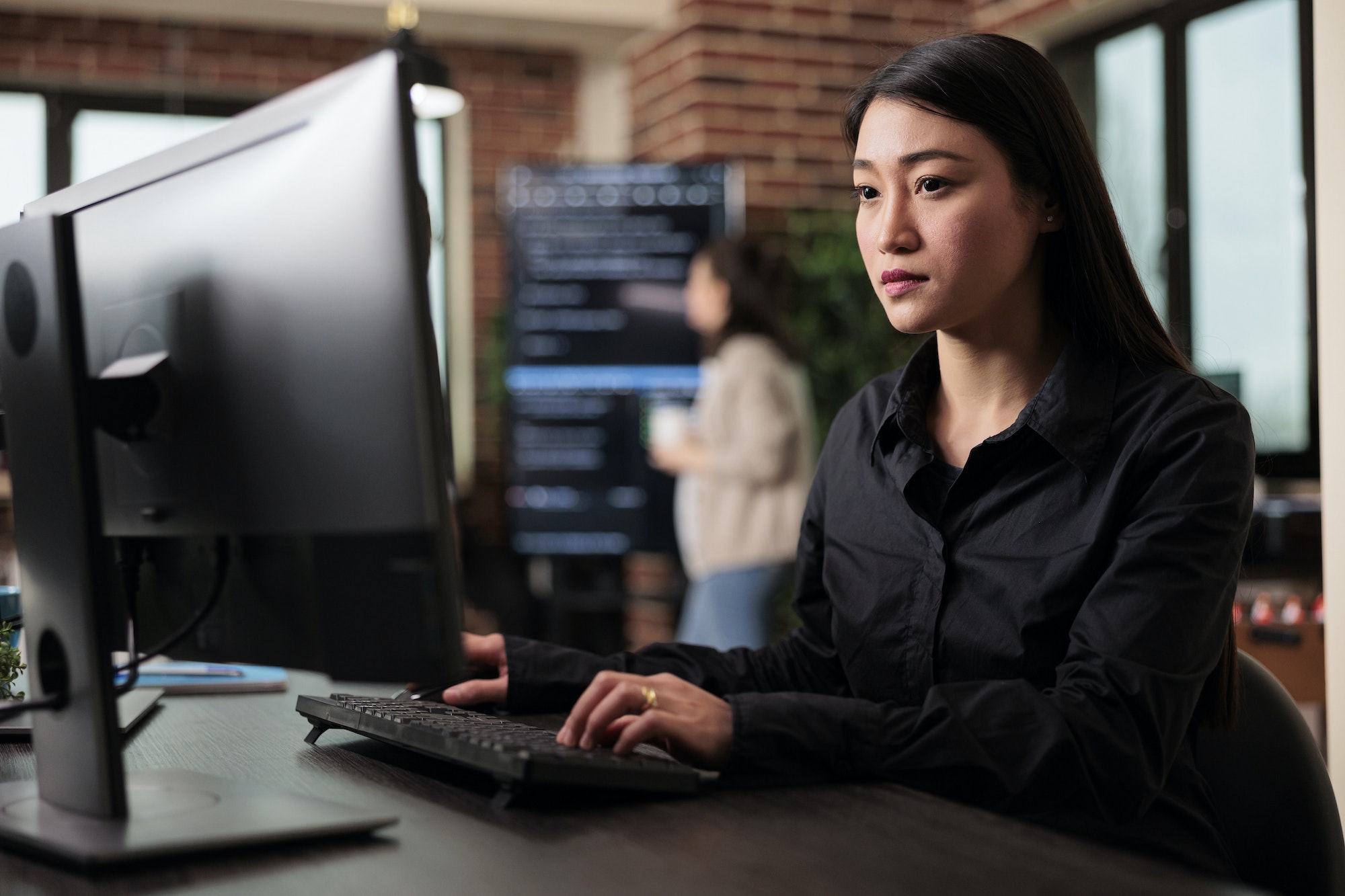 Woman working with Node.js