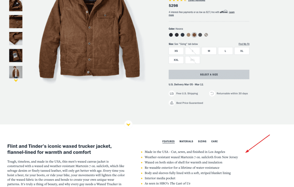 Huckberry focusing on features, not benefits helps avoid one of the 15 copywriting mistakes.