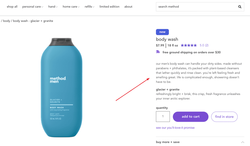 Method body wash. Shows lack of emotion.