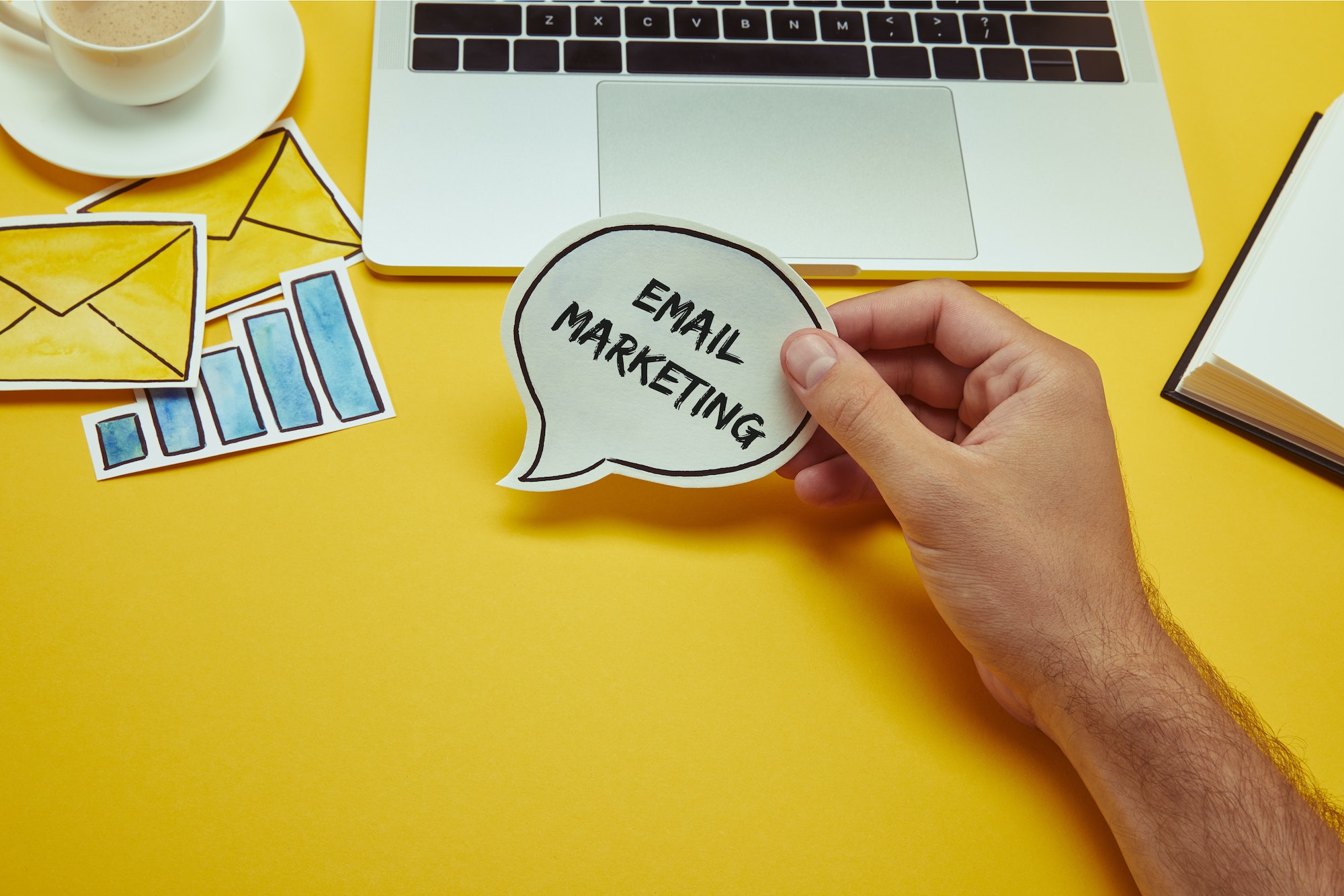 Email marketing written on a thought bubble.