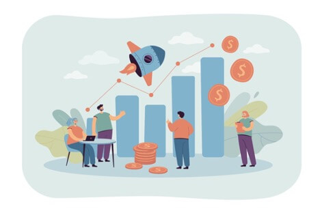 Illustrated graph showing a boost in ad revenue