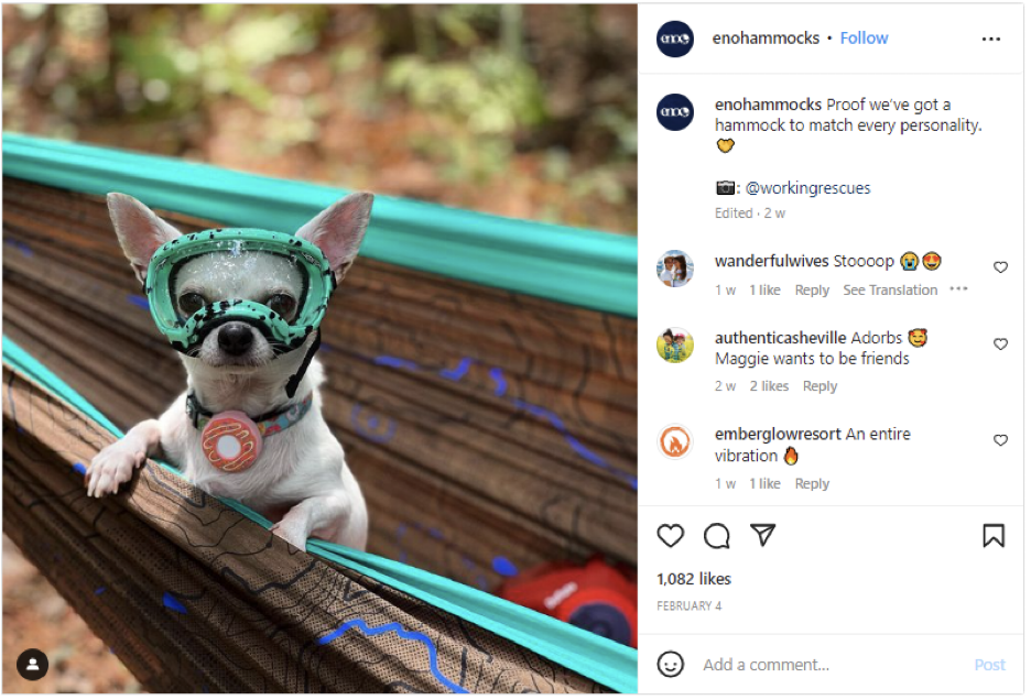 Give Your Followers A Voice | Matchbox Design Group Give Your Followers A Voice. Enohammocks Instagram Post.