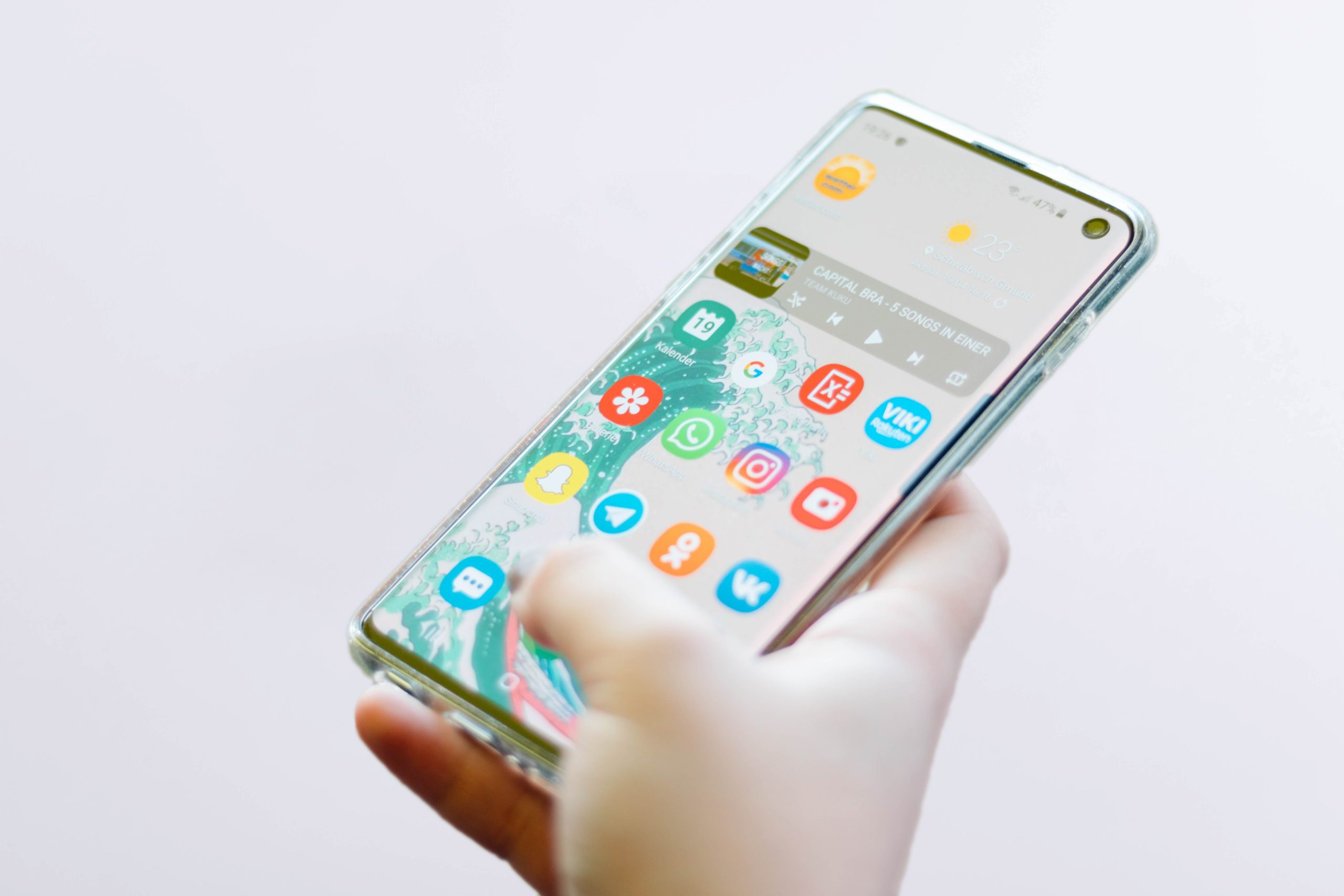 A phone displaying apps