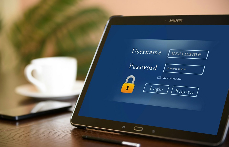 a device displaying a password login screen