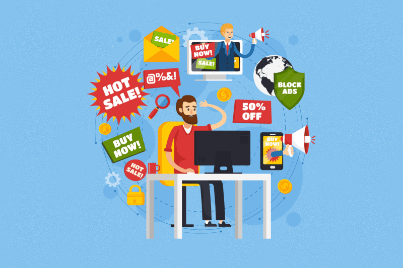 avoid-intrusive-ads A man looking ad ads online