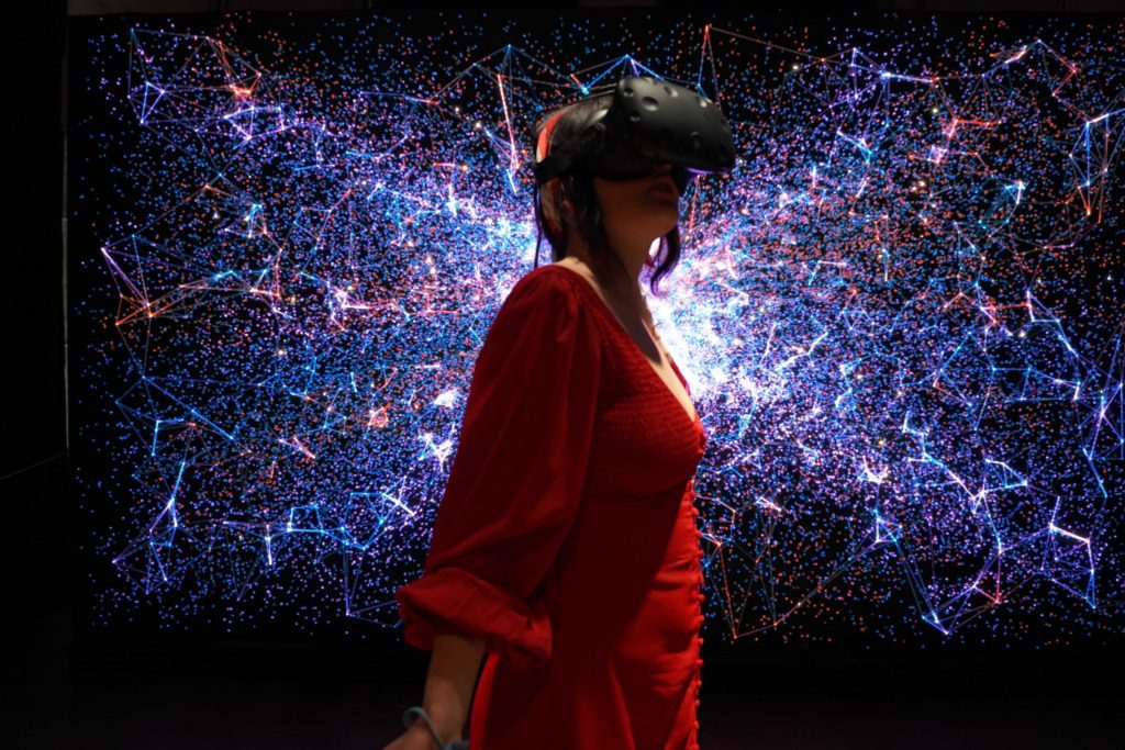 A woman with a VR headset