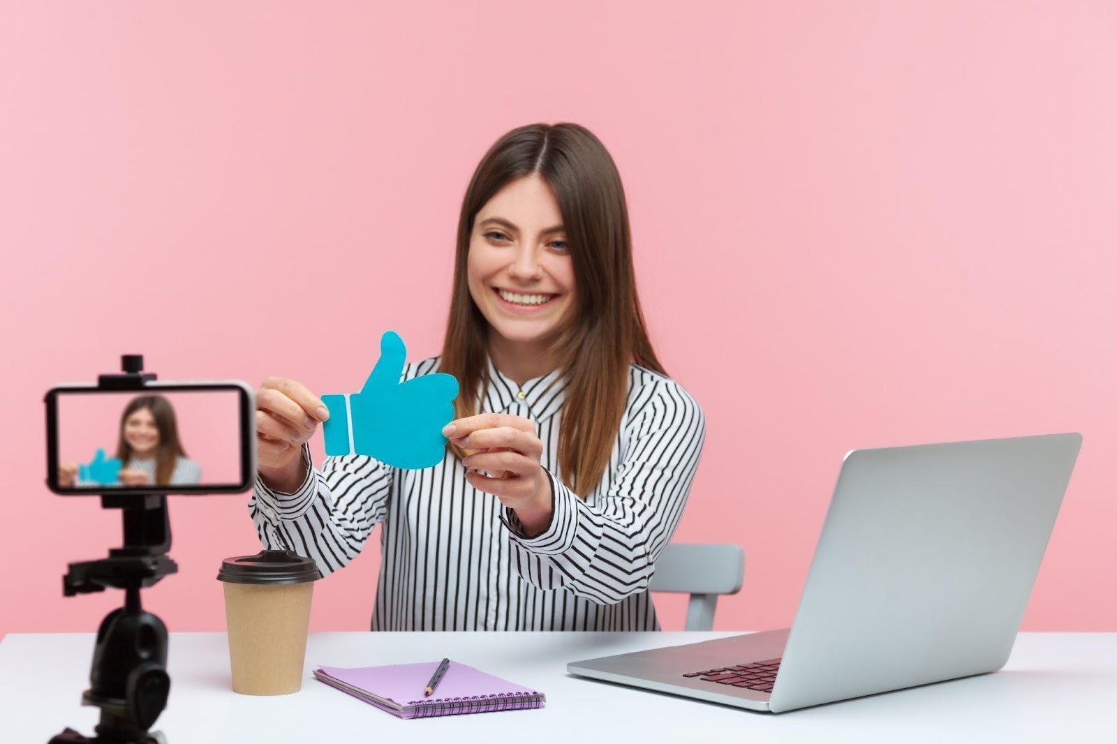 An influencer conducting a webinar