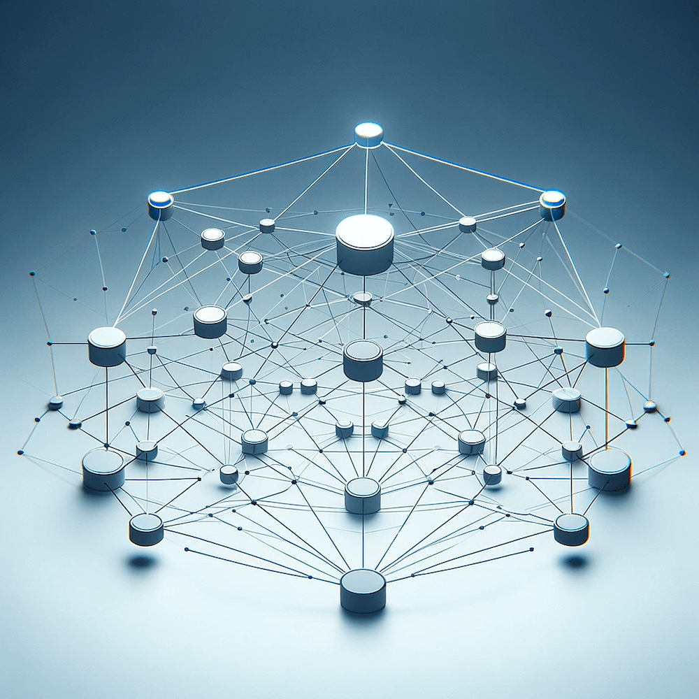 Best Practices For Internal Linking | Matchbox Design Group | St. Louis, MO Nodes and lines between them indicating internal links.