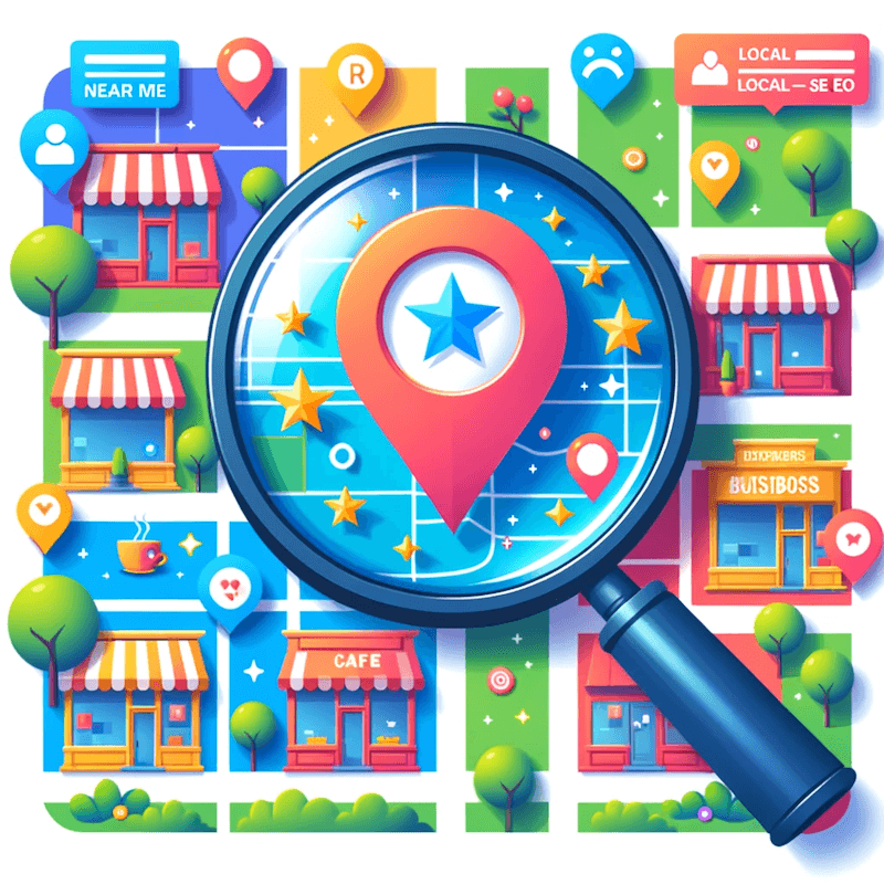 Local SEO | Matchbox Design Group | St. Louis, MO Illustration representing local SEO.
