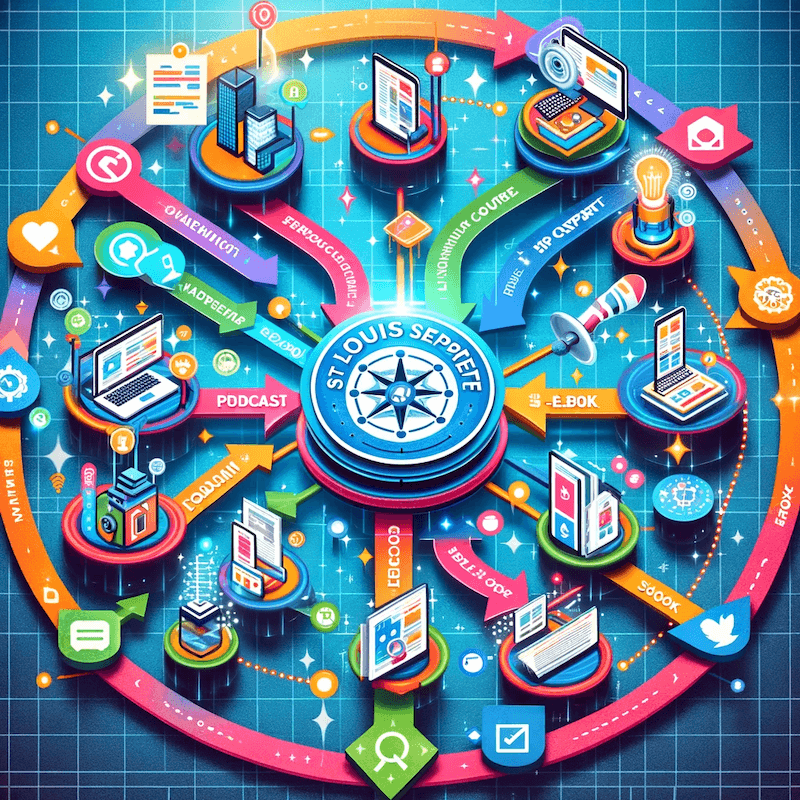 Digital Marketing Illustration - Matchbox Design Group Content Creation And Repurposing Diagram