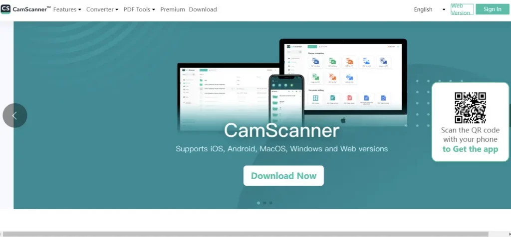 The cam scanner homepage