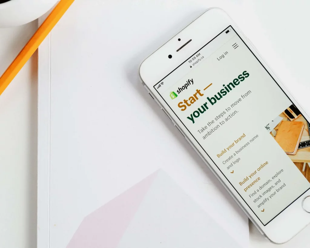 A phone with shopify open