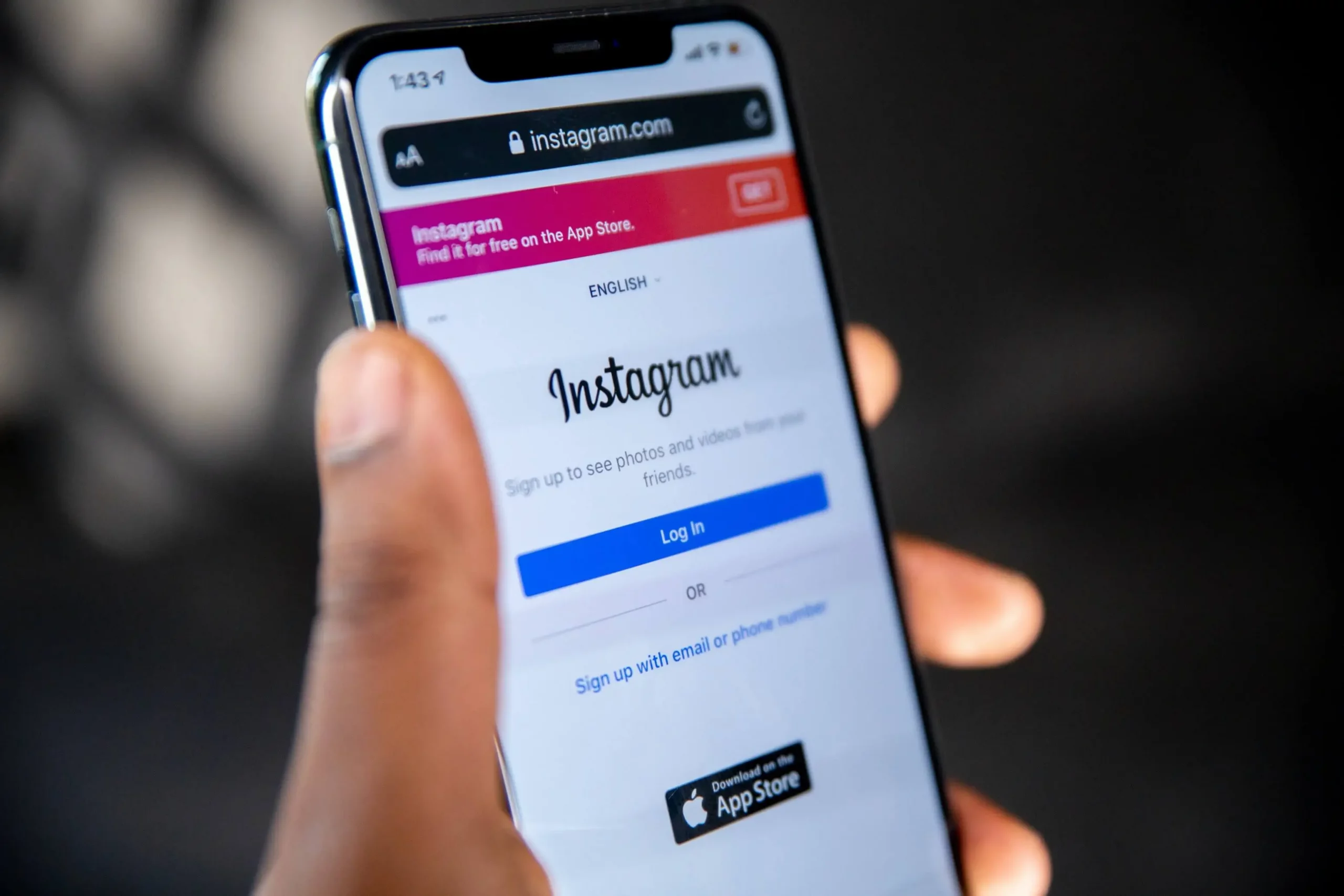 A smartphone with Instagram open