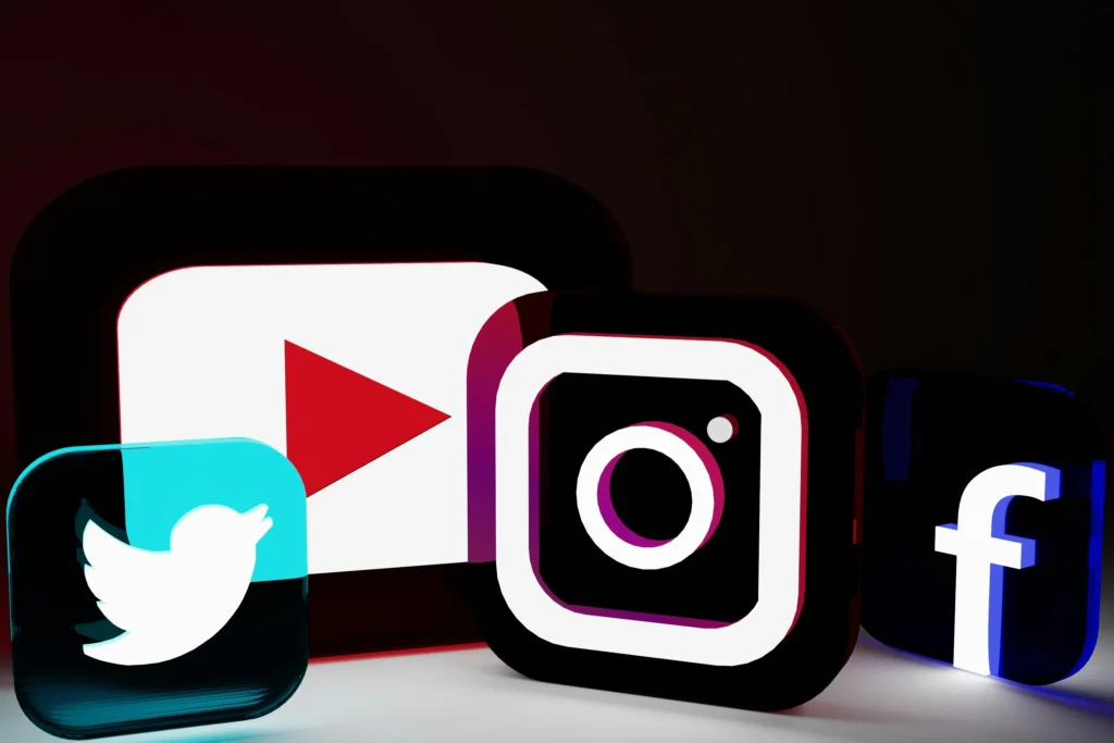facebook, instagram, and twitter icons
