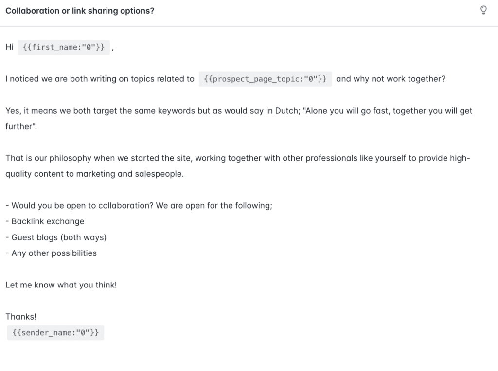 Example Email Collaboration or link sharing options.