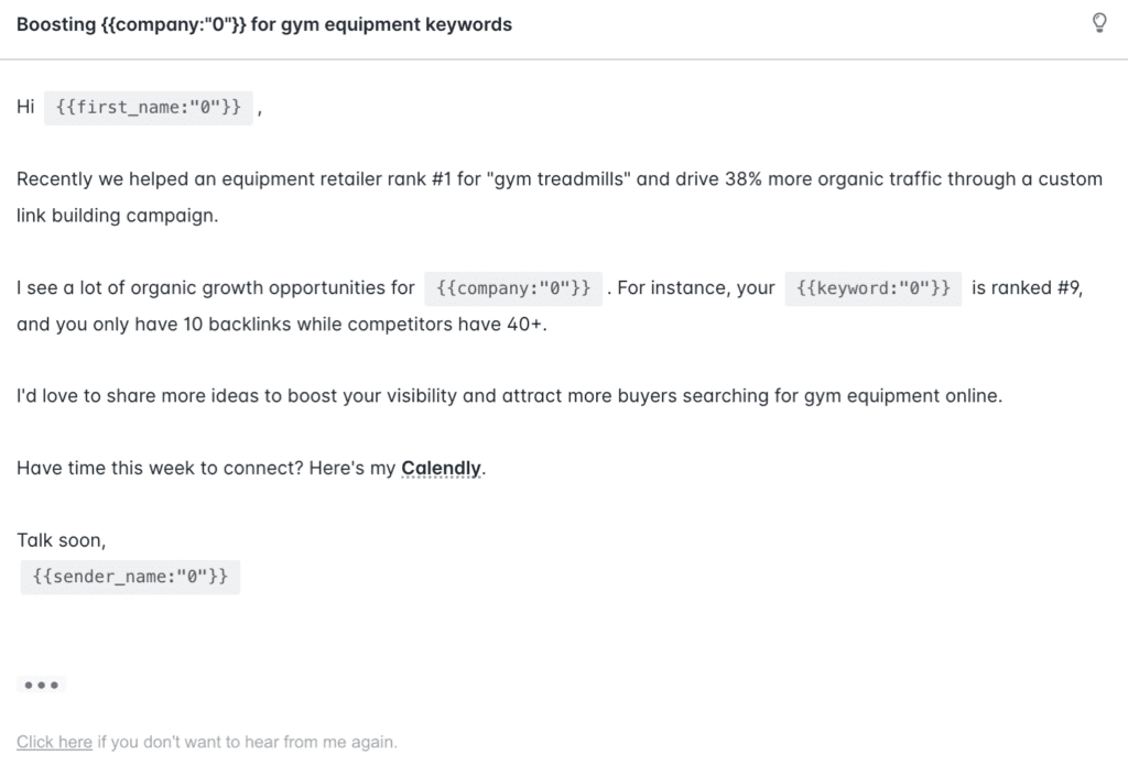 Improve Email to use less sales-y language.