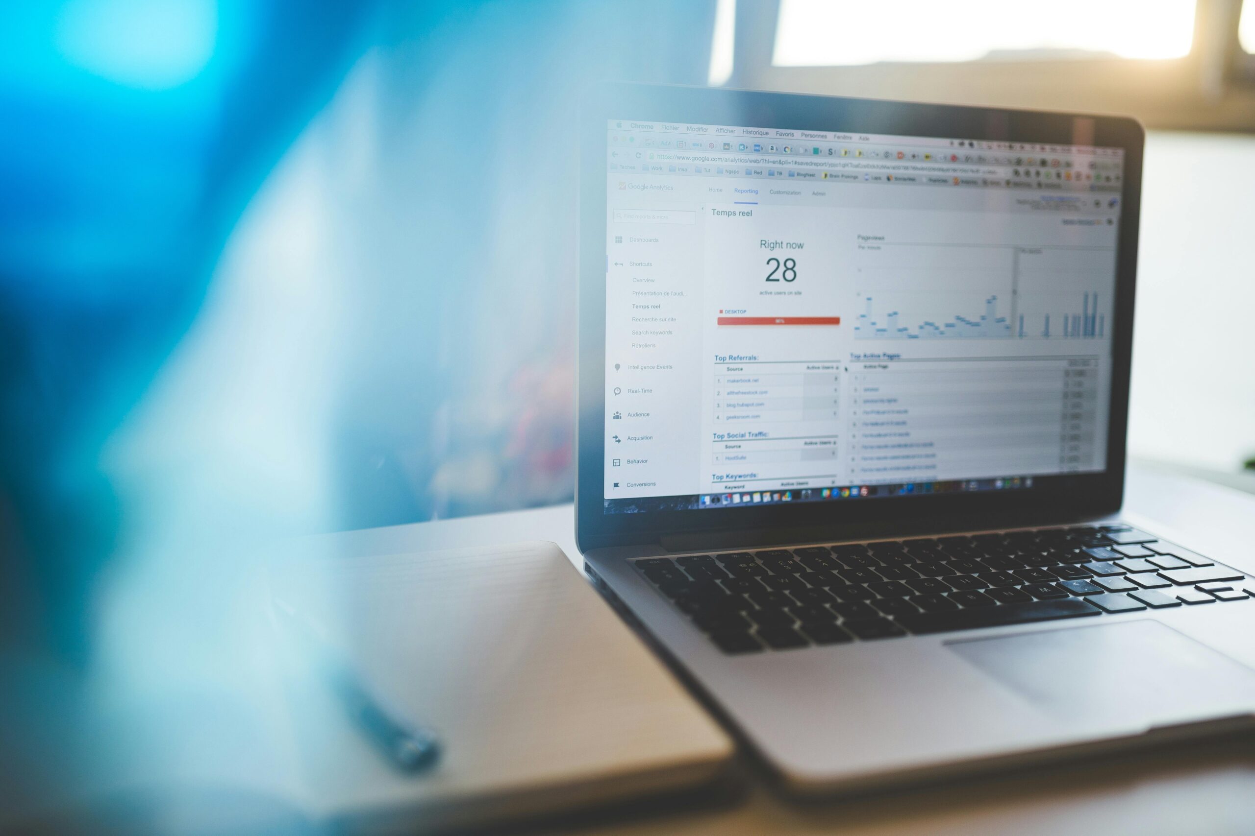 a computer with analytics. Heatmaps vs. analytics.