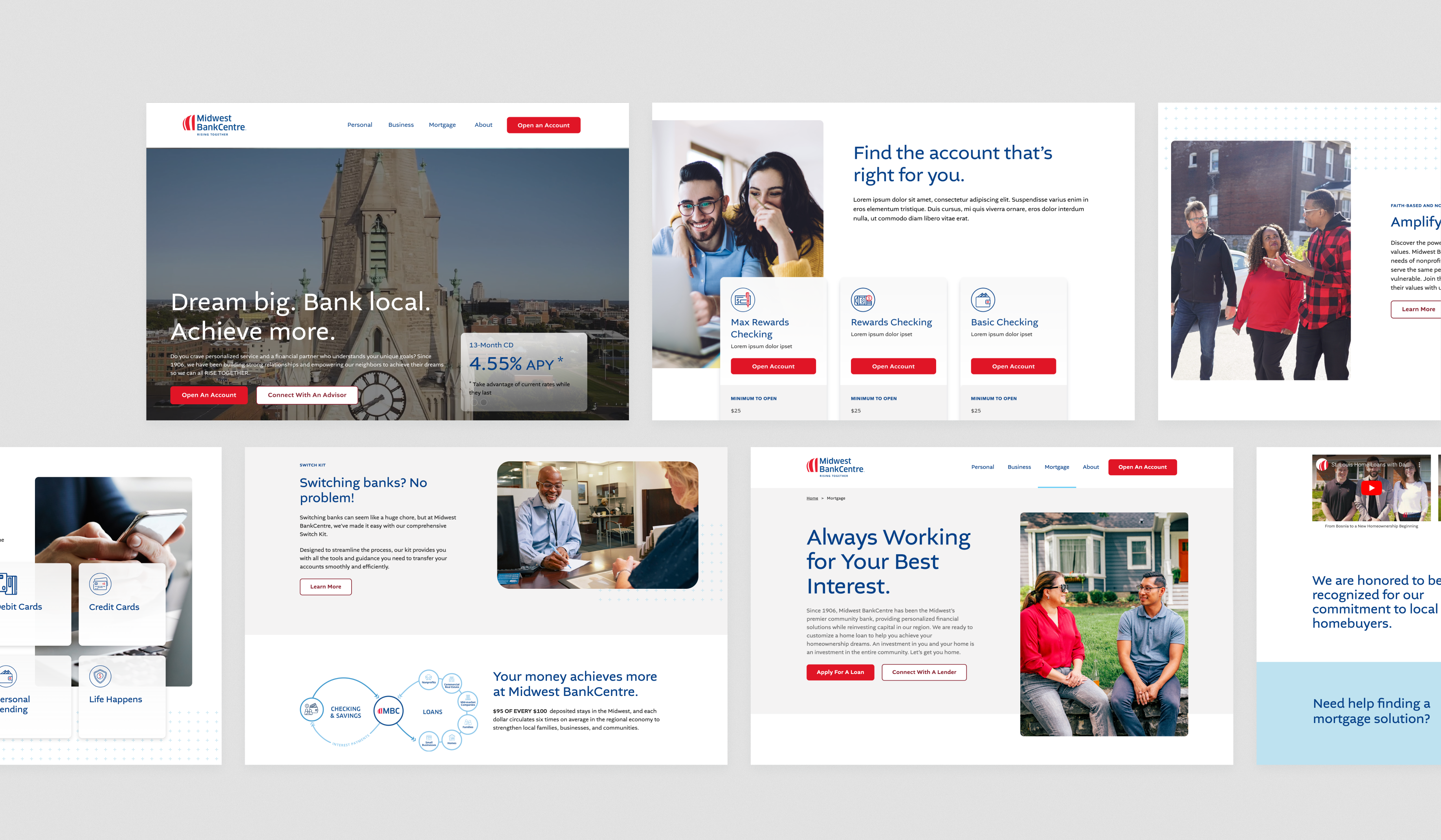 Midwest BankCentre Website Rebuild new pages.